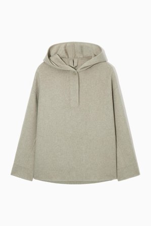 COS Women's Oversized Double Faced Wool Hoodie in Beige