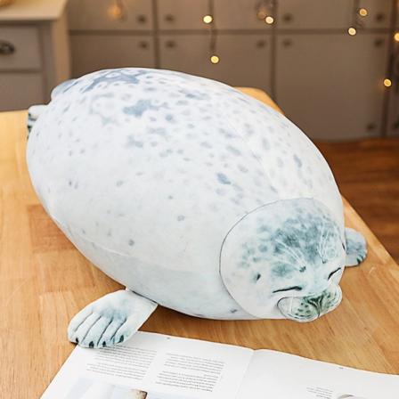 Pyöreä hyljeptyyny, täytetty puuvillasta valmistettu pehmolelu, söpö valtameri