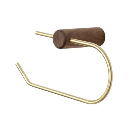 Toiletpapirholder i træ, messing, toiletopbevaringstilbehør, rullepapirholder, hylde, stans