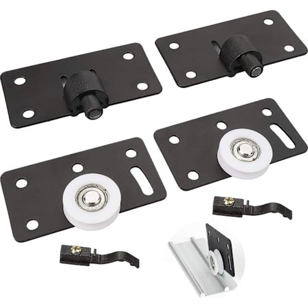 (Svart) 2-pakning skyvedørruller, skyvedørskinne for skap, 30 mm skyvehjul nylon skyveskapruller demper for skap garderobe
