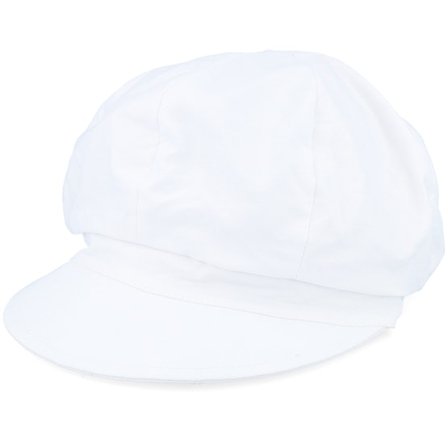 Seeberger - White traditionalbeanie Lippis - Chambray Fabric White Vega Cap @ Hatstore