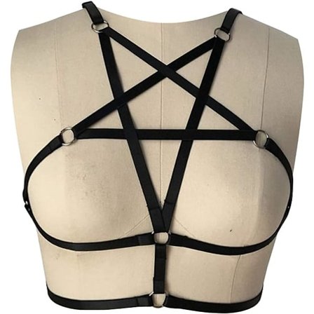 2 Stk. Sexy Kvinders Sele-Halter Pentagram Body Harness BH Bur