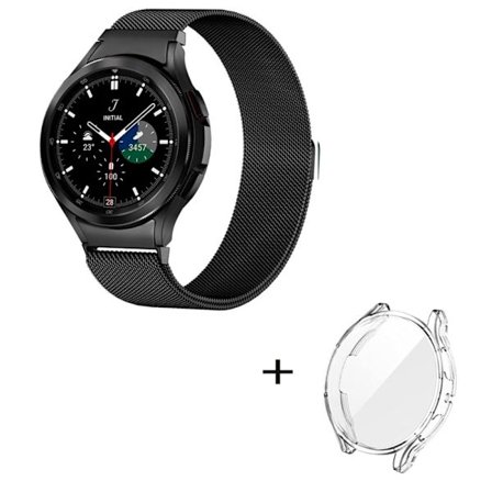 Samsung Galaxy Watch 5 Pro klockarmband i rostfritt stål med genomskinligt skydd - Svart