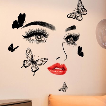 IC Kvinnor Ansikte Väggdekor Skönhetssalong Text Vinyldekal Konst