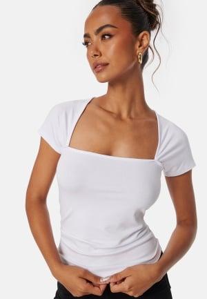 BUBBLEROOM Square Neck Short Sleeve Top White XS White Topper & T-shirts Dam