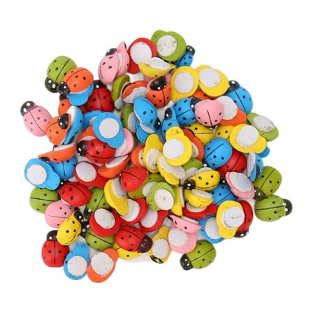 100 stk Træ-Mariehøne-Klistermærker Farverige Søde Selvklæbende Mariehøne-Klistermærker til DIY-Håndværk Scrapbog Festdekorationer