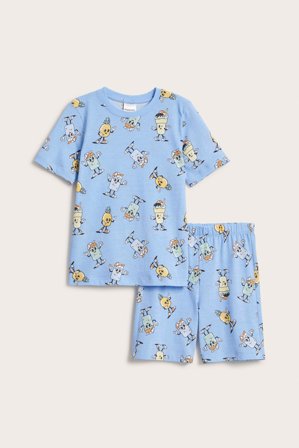 Kappahl | Kortärmad bomullspyjamas Ljusblå 86/92 | Ljusblå