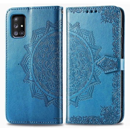 Mandala läder Samsung Galaxy A71 5G fodral - Blå