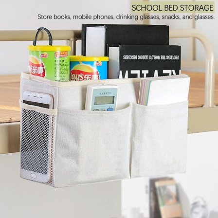 Sengside hængende opbevaringspose, hvid sengside hængende sengside kurv