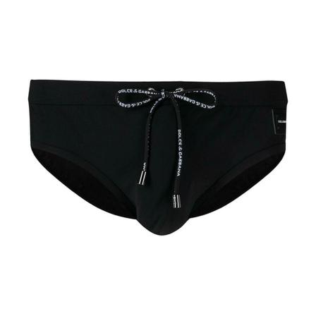 Dolce & Gabbana, Swim Brief with Logo Czarny, Mężczyzna, Rozmiar: L