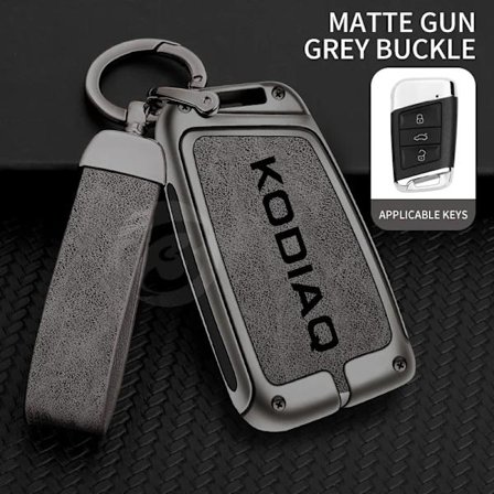 Sinkkiseoksesta valmistettu auton avaimenperän suojakotelo Skoda Kodiaq -malliin, avaimenperäsolki, avaimeton lisävaruste