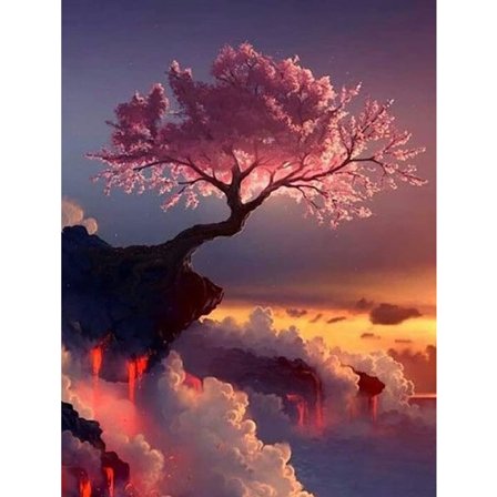 Diamantmalerisett, 5D diamantkunstsett for nybegynnere for voksne, DIY runde full diamantmaleri diamanter for hjemmets veggdekorasjon - Tre 12" X 16"