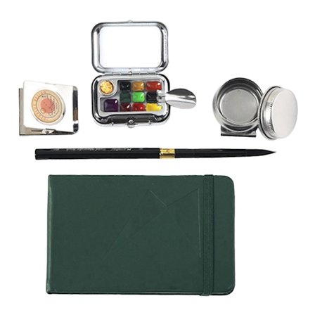 Rejseklar Malersæt 10 Farver Rejse Akvarelfarvesæt med Metalklips/Skitserbøger til Begyndere