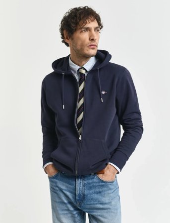 GANT Reg Shield Full Zip Hoodie - Navy - XXL