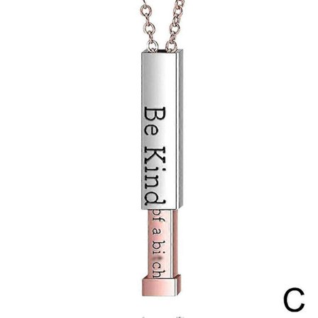 Be Kind of A Bitch Halskjede - Halskjede med skjult tekst i rustfritt stål Rose Gold