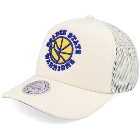 Mitchell & Ness - Beis trucker Gorra - Golden State Warriors Evergreen Off White A-Frame Trucker @ Hatstore