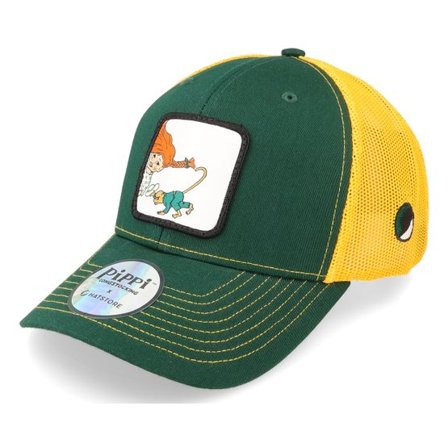 Pippi Långstrump - Grön trucker Keps - Pippi Herr Nilsson Green/Yellow Trucker @ Hatstore