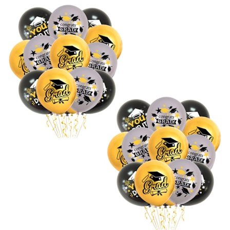 24-pakning med konfirmasjonsballonger, svart gull og sølvfolie latex dekorasjonssett - Klasse 2025 festbakgrunnsett for seremoni, fotoboks