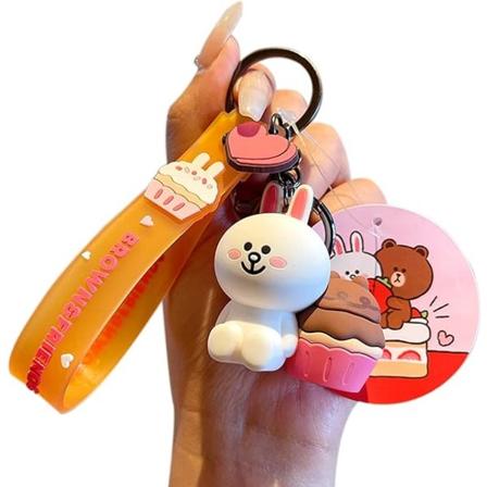Sød nøglering - Kawaii dyr nøgleringe vedhæng bilnøglering rygsæk charms gave til børn kvinder