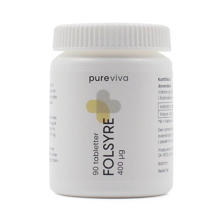 Pureviva Folsyre 400 μg 90 tabl., Helse & Madvarer, Vitaminer, Folsyre