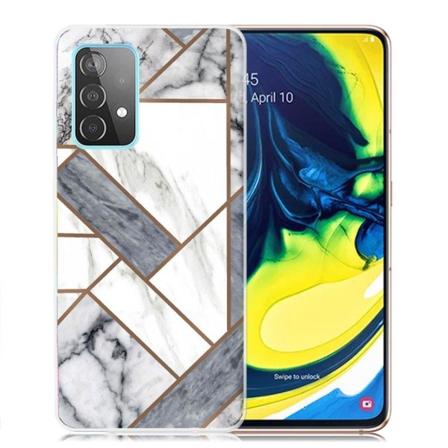 Marble Samsung Galaxy A82 5G Etui - Grå / Hvid Marmor Tile Silver grey