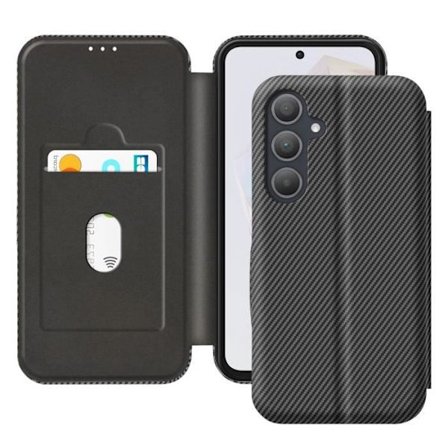 Folio-kotelo - AVIZAR - Samsung Galaxy A35 - Hiilikuitu - Anti-RFID - Videotuki