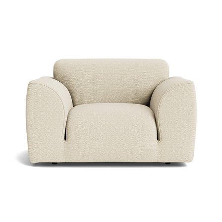 Thursday Sessel in Raisa Creme, moderner Loungesessel mit breiten Armlehnen und weicher Polsterung für das Wohnzimmer, 78cm Breite, zeitlos.