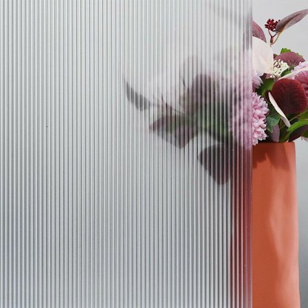 Reed Frosted Glass Film, Privacy Window Film, Dekorative Vinduesklistermærker, 3D Glasklistermærker til Vindue Dørskab Ikke-klæbende 17,3 x 78,7 