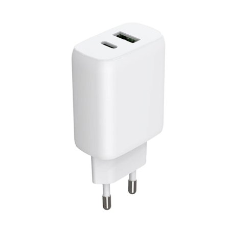 GEAR Charger 220V 1xUSB-C + 1xUSB-A PD/PPS 30W + 18W QC White