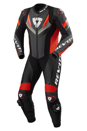 Lederkombi REV'IT! One Piece Quantum 3 Anthrazit/Neon-Rot 46