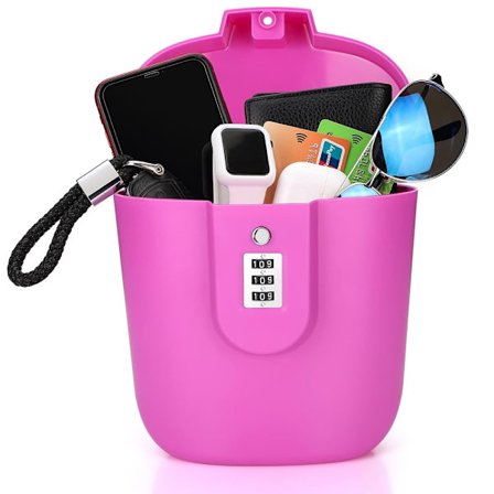 Bærbar tyverisikker safe, bærbar sikkerhetslåsveske, strandsafe med kombinasjonslås, egnet for strand, camping, reise, sport, shopping (rosa)