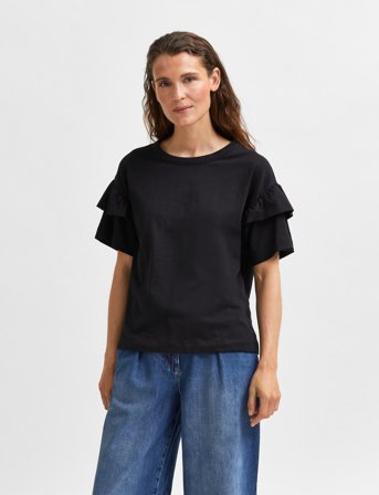 Selected Slfrylie Ss Florence Tee M Noos - Black - M