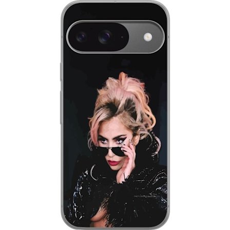 Kompatibelt Mobildeksel til Google Pixel 9 Lady Gaga portrett med solbriller og dramatisk sminke i mørk glamorøs stil
