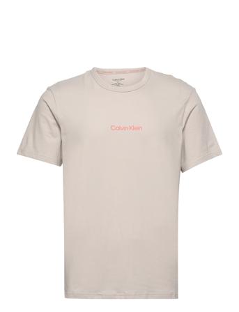 S/S Crew Neck Underwear Night & Loungewear Pyjama Tops Beige Calvin Klein