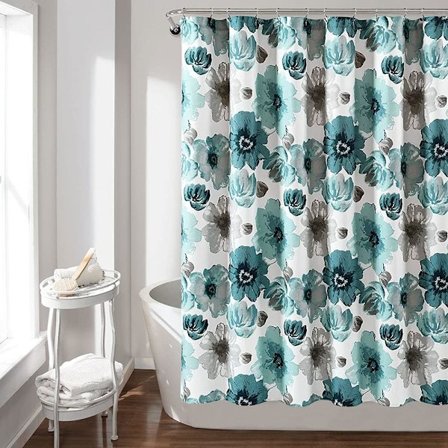 Duschdraperi Badrum Stora Blommor Blommigt Mönster Vattentätt