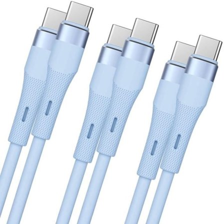 Lot-3 USB-C till USB-C-kabel 60W snabbladdning för Samsung Galaxy S25, S25 Plus, S25 Ultra, S24, S23, S22, S21 - 1M Blå