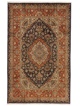 Handgeknüpft Kashmar 200X315 Wollteppich Braun/Schwarz