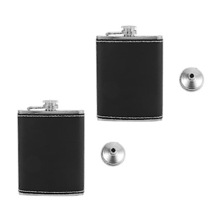 2x Fickplunta 8 Oz Med Tratt Rostfritt Stål