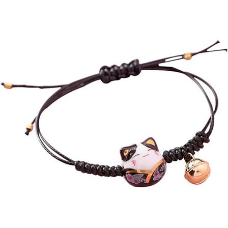 Onnenamuletti punottu rannekoru Säädettävä rannekoru Kello kissan käsikorulla Ystäville Naisille Miehille Ystävänpäivä Äitienpäivälahja (Pinkki)