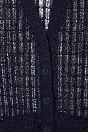 COS Women's Cárdigan De Punto De Canalé Con Encaje in Azul