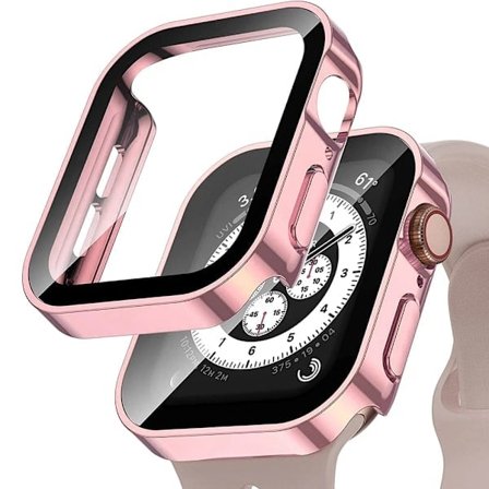 Vanntett etui for Apple Watch skjermbeskytter glass + beskyttelsesbumper herdet iWatch 5 SE 6 44mm 40mm tilbehør
