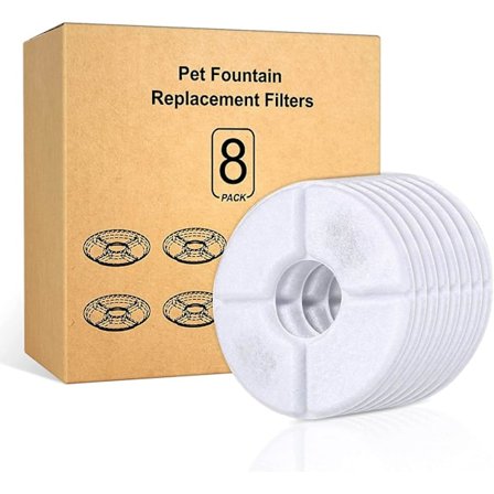 Petiigo kattfontänfilter, vattenfontänersättningsfilter med harts och aktivt kol, kattfilter vattenfontän för katter och hundar - 8 P
