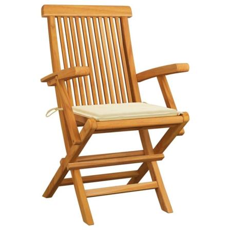 Vidaxl Trädgårdsstolar Med Gräddvita Dynor 8 St Massiv Teak Creme