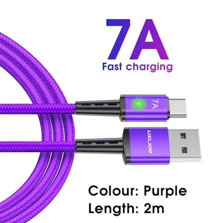 Type C Snabbladdningskabel Type C Datakabel LILA 2M