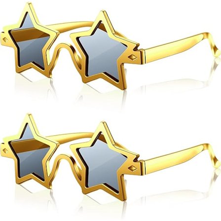 2 guld stjärnformade solglasögon Pentagram solglasögon, nyhet jul