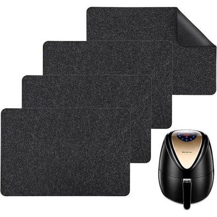 4 stk varmebestandige matter, sklisikre matter for små apparater, fritøyer, benkeplate, filt, tykkere ovnmatte, kjøkkenbenkbeskytter for kaffetrakter,