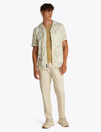 Tommy Jeans Tjm Reg Slub Aop Ss Shirt Ext - Beige - L