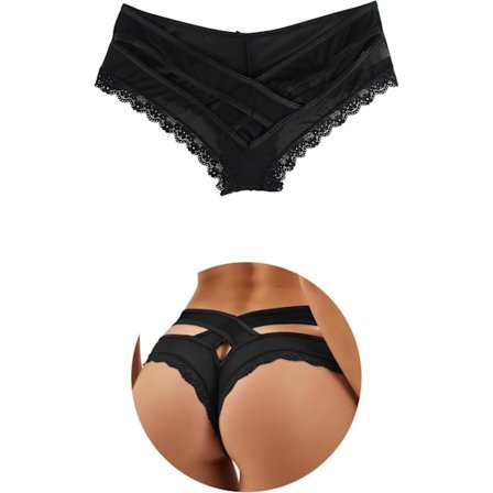 2025 Senaste Modell Dam Sexiga Cheeky Trosor Spets Thongs Hipster Rygg Korsband Underkläder Plus Size Bikini Trosor XS-4XL