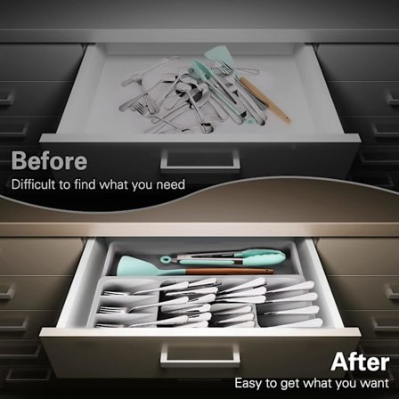 *Bestikkskuff Utvidbar Bestikkskuffarrangør Kjøkken Plast*