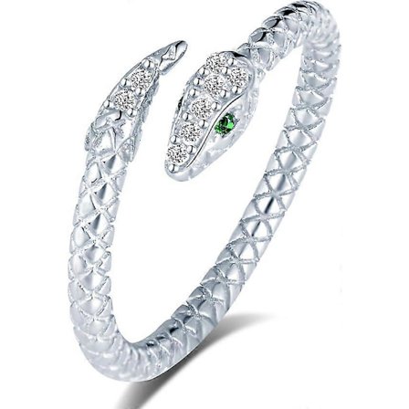 Justerbar Ring, Retro Zirkonia Orm Design, Silver, Öppen Ring för Kvinnor